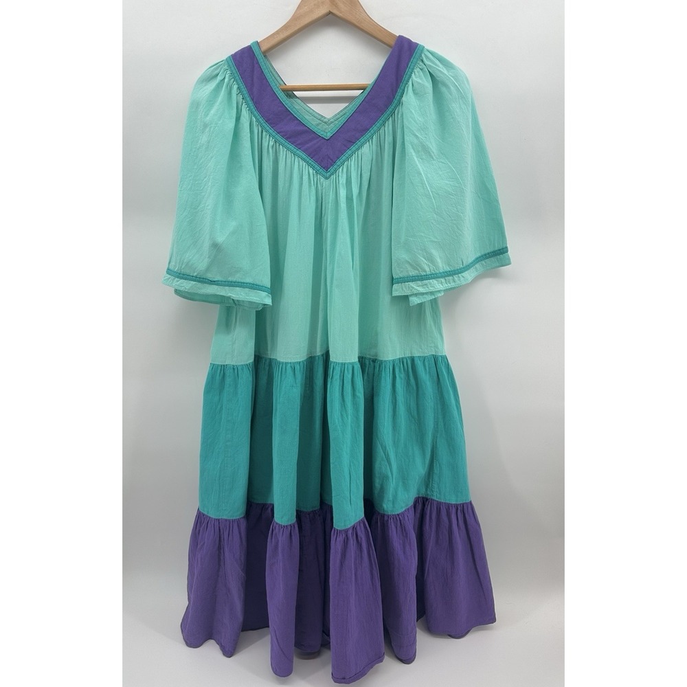 VTG 70s Two Potato Laguna Beach Mumu House Dress Cottagecore Sz S Retro EE42